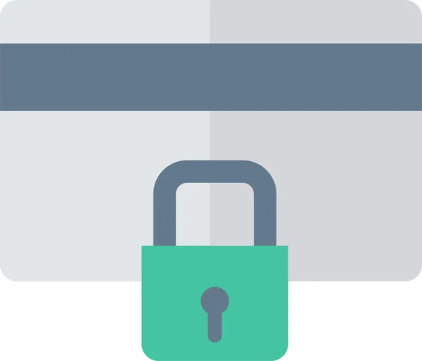 Icône Protection Verrouillage Carte Crédit Dans Style Plat — Image vectorielle