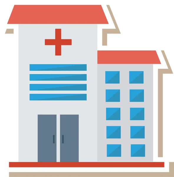 Building Clinic Estate Icon Flat Style — Stock Vector