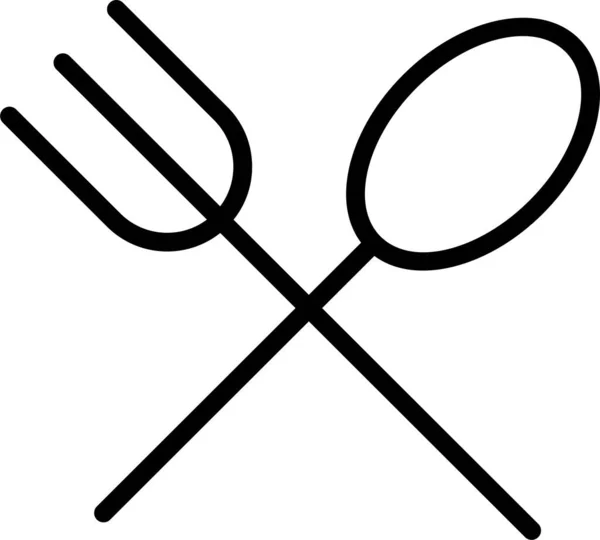 Иконка Ресторана Отеля Fork Стиле Абрис — стоковый вектор