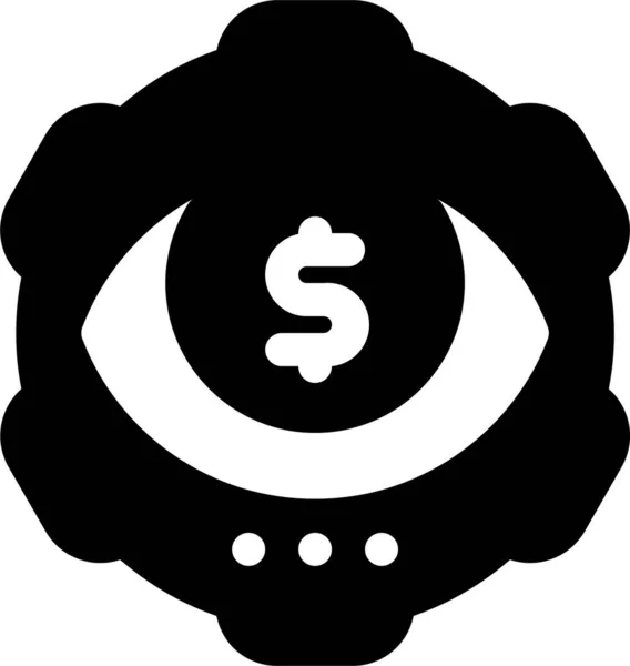 Ikona Peníze Oční Marketing Pevném Stylu — Stockový vektor