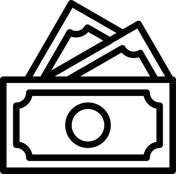 Cash Commerce Icône Finance Dans Style Contour — Image vectorielle