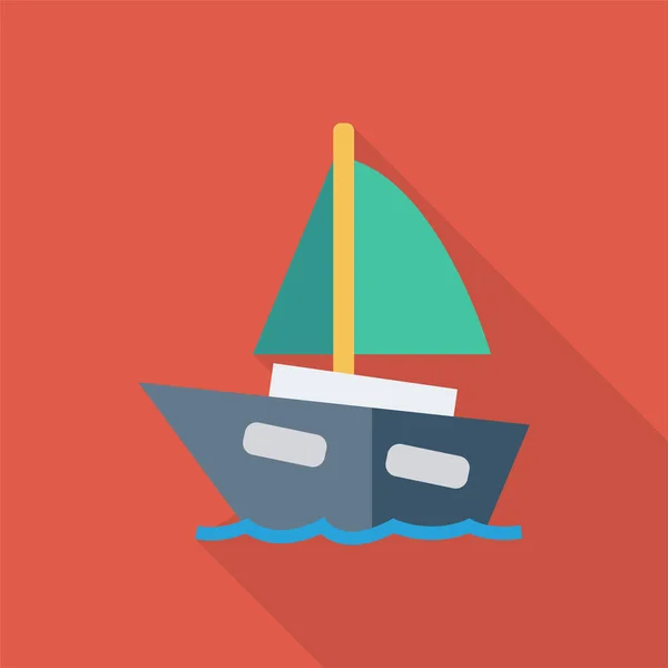 Auto Barco Mar Icono Estilo Sombra Larga — Vector de stock