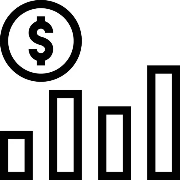 Gráfico Gráfico Dólar Icono — Vector de stock