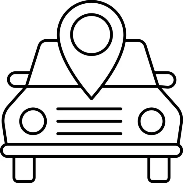 Icono Del Mapa Ubicación Coche Estilo Esquema — Archivo Imágenes Vectoriales