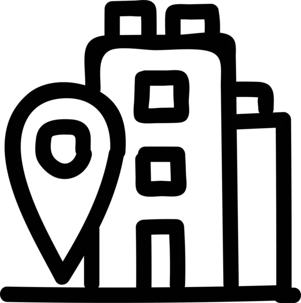 Construcción Fábrica Gps Icono Estilo Esquema — Vector de stock