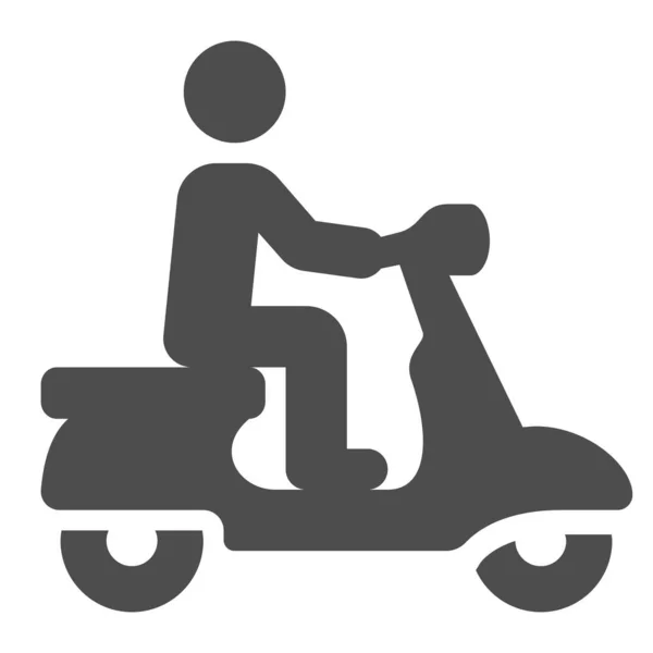 Man Scooter Tourist Icon Solid Style — Stock Vector