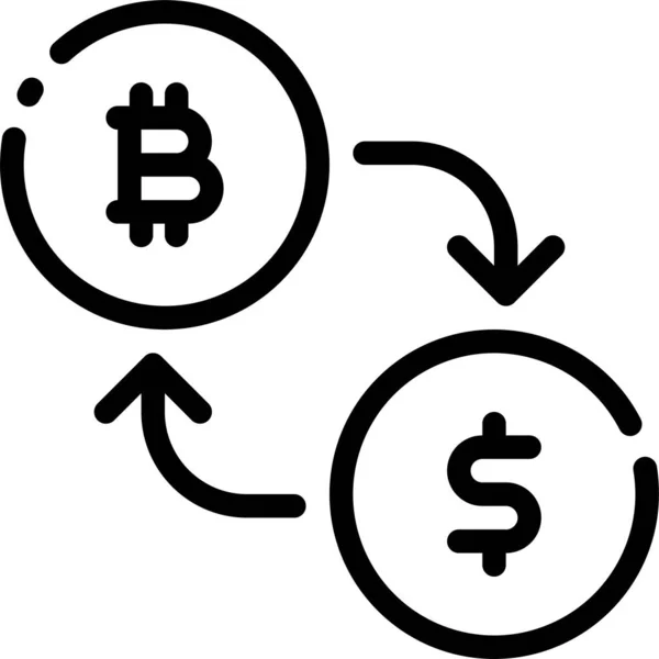 Kryptowährungssymbol Für Bitcoin Unternehmen Outline Stil — Stockvektor