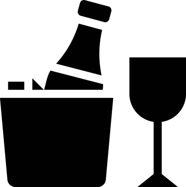 Champanhe Ícone Bebida Casal Balde — Vetor de Stock
