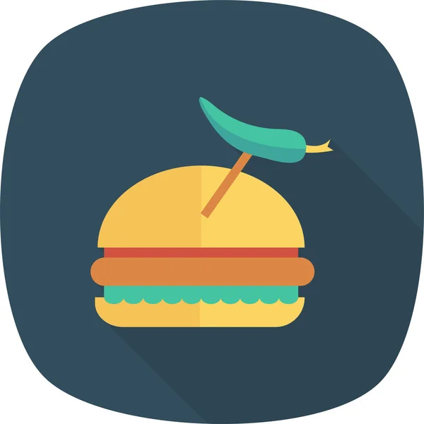 Burger Cheeseburger Eat Icon Long Shadow Style — Stock Vector