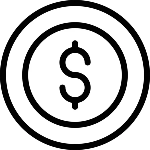 Cash Munt Dollarpictogram Contante Stijl — Stockvector