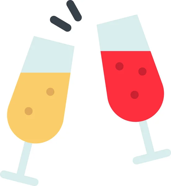 Ikona Alkoholové Oslavy Šampaňského Plochém Stylu — Stockový vektor