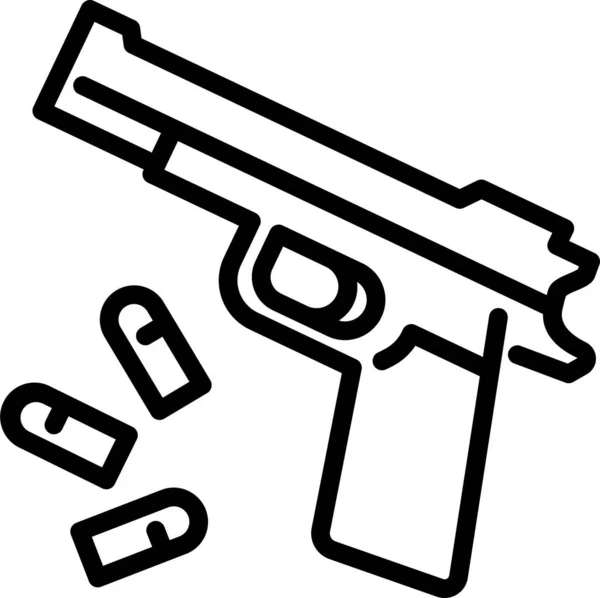 Ikon Pistol Peluru Dalam Gaya Outline - Stok Vektor