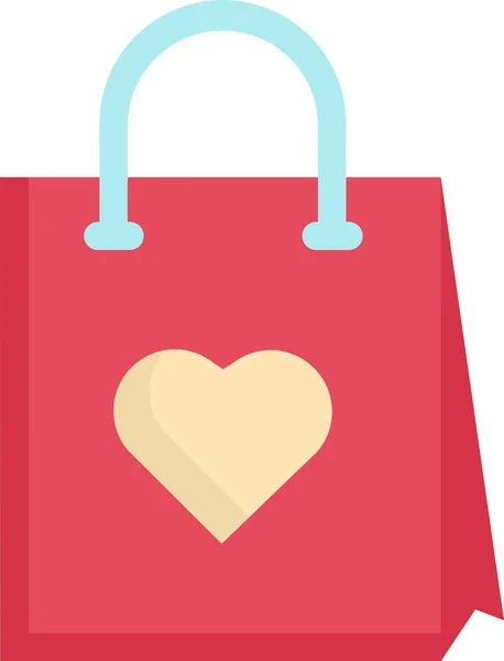 Bag Gift Heart Icon Flat Style — Stock Vector
