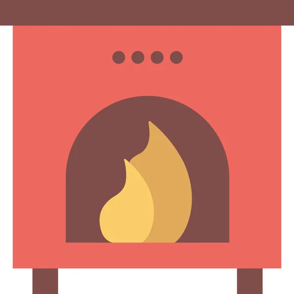 Christmas Decoration Fireplace Icon Flat Style — Stock Vector