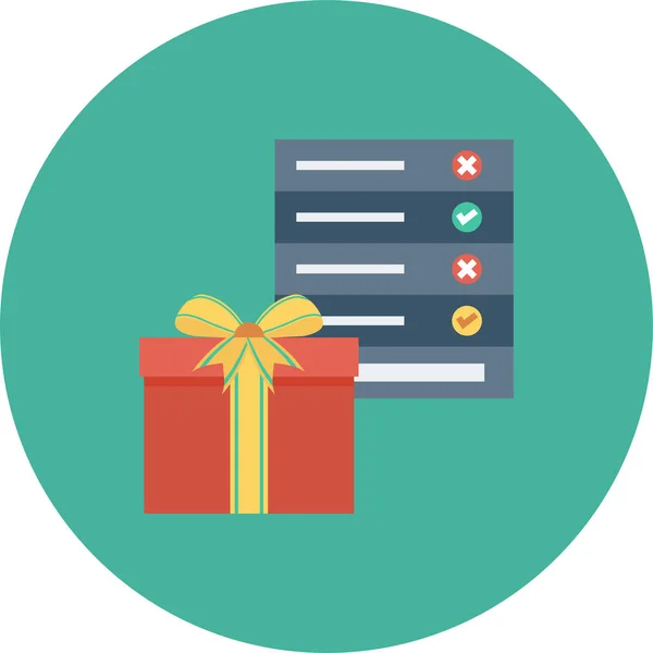 Κουτί Checklist Χριστουγεννιάτικο Εικονίδιο Επίπεδη Στυλ — Διανυσματικό Αρχείο