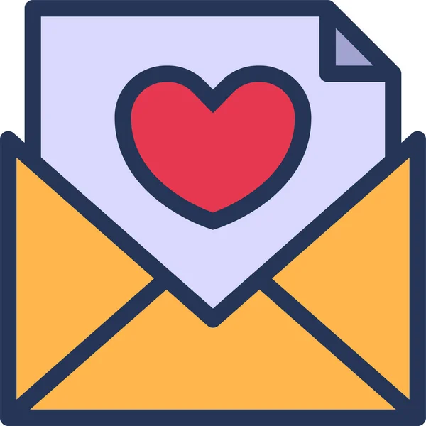 信封信爱情图标 填充轮廓风格 — 图库矢量图片