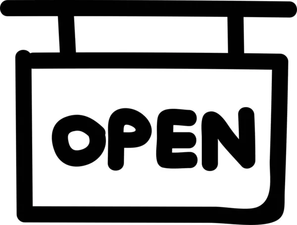 Tillgänglig Öppen Shopsign Ikon Handritad Stil — Stock vektor
