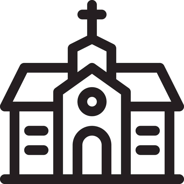 Cathedral Catholic Chapel Icon Outline Style — Stock Vector