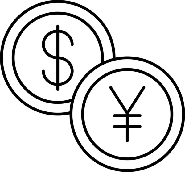 Érmék Dollár Ikon Vázlatos Stílusban — Stock Vector