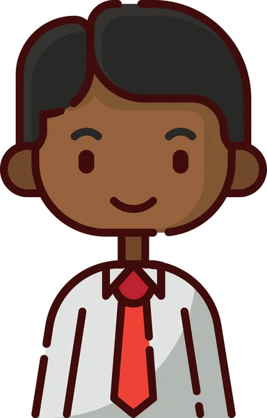 Икона Африканского Аватара Мальчика Стиле Заполненного Контура — стоковый вектор