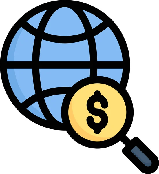 Költségvetés Globális Kutatás Internet Marketing Ikon — Stock Vector