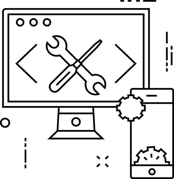 Иконка Экрана Конфигурации Стиле Контура — стоковый вектор