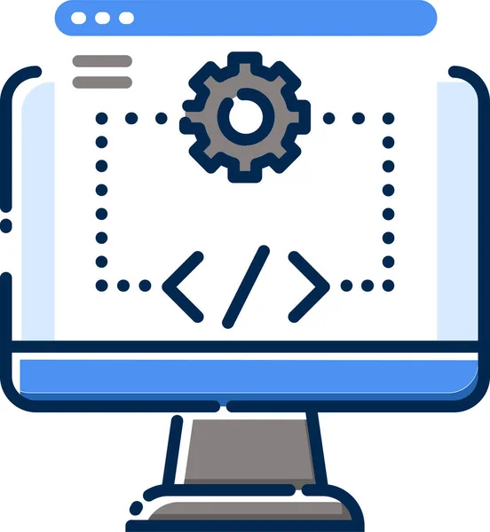 Computer Development Feature Icon Filled Outline Style — Stock vektor