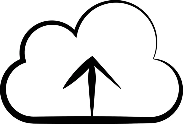 Icona Dei Dati Cloud Computing Stile Disegnato Mano — Vettoriale Stock