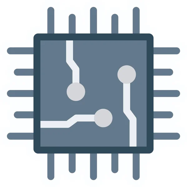 Chip Cpu Elektronisch Icoon Platte Stijl — Stockvector