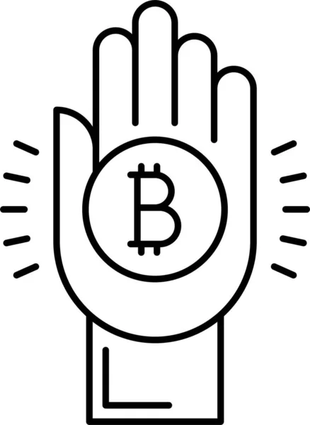 Münze Digitalmoney Hand Icon Outline Style — Stockvektor