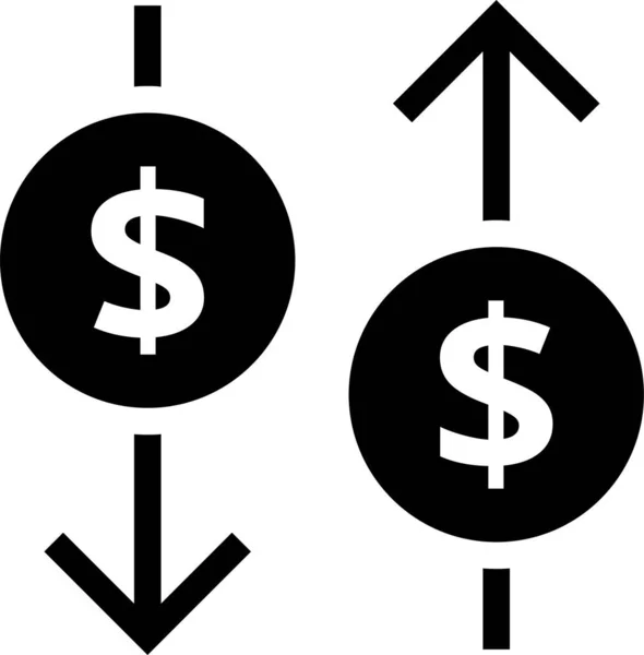 Készpénz Valuta Dollár Ikon Szilárd Stílusban — Stock Vector