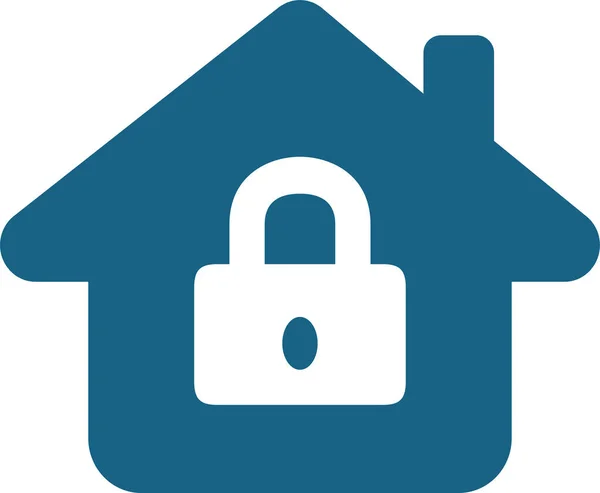 Home Security House Lock Icon Solid Style — Stock Vector