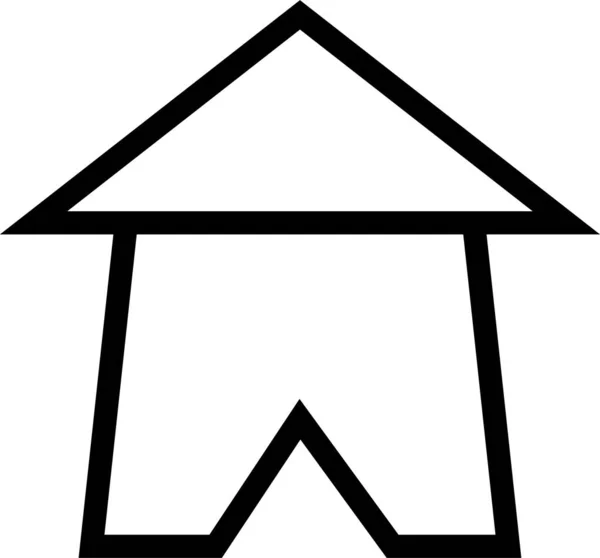 キャンプ薪のホームアイコンのアウトラインスタイル — ストックベクタ
