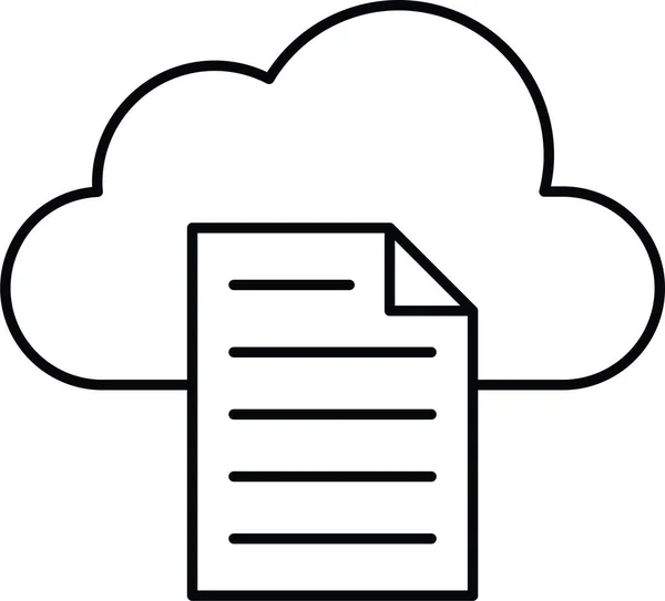 Icona Del Documento Cloud Computing Stile Contorno — Vettoriale Stock