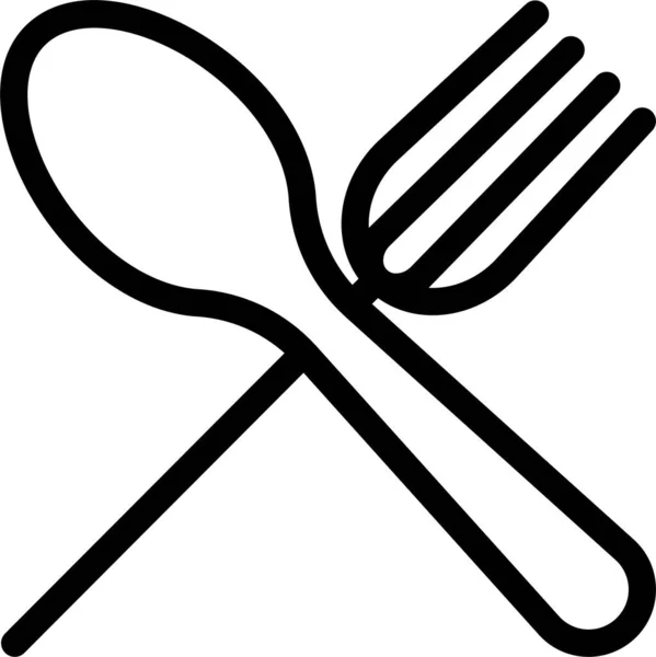 Fourchette Icône Cuisine Hôtel Dans Style Contour — Image vectorielle