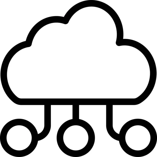 Cloud Computing Verbinding Pictogram Grote Lijnen — Stockvector