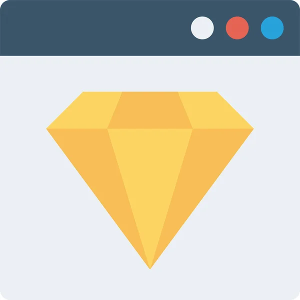 Browser Diamond Online Icon Flat Style — Vetor de Stock
