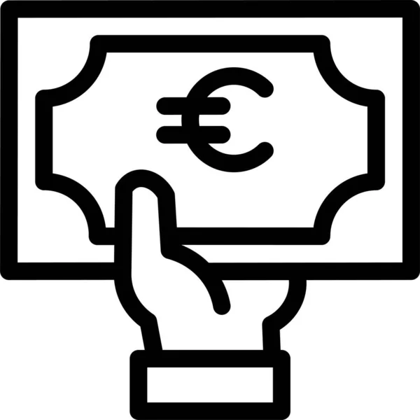 Ikona Euro Waluty Gotówkowej Zarysie — Wektor stockowy