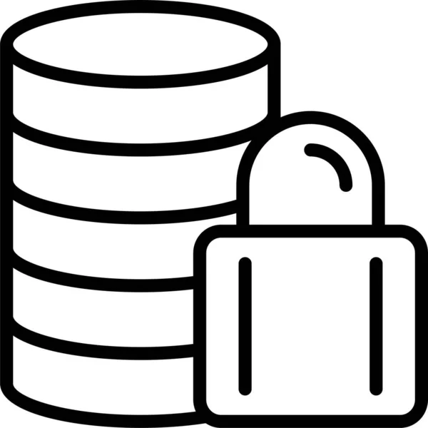 Datenbank Sperrt Privates Icon Outline Stil — Stockvektor