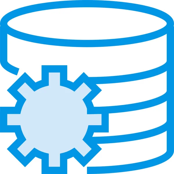 Tandwiel Database Server Icoon Gevulde Outline Stijl — Stockvector