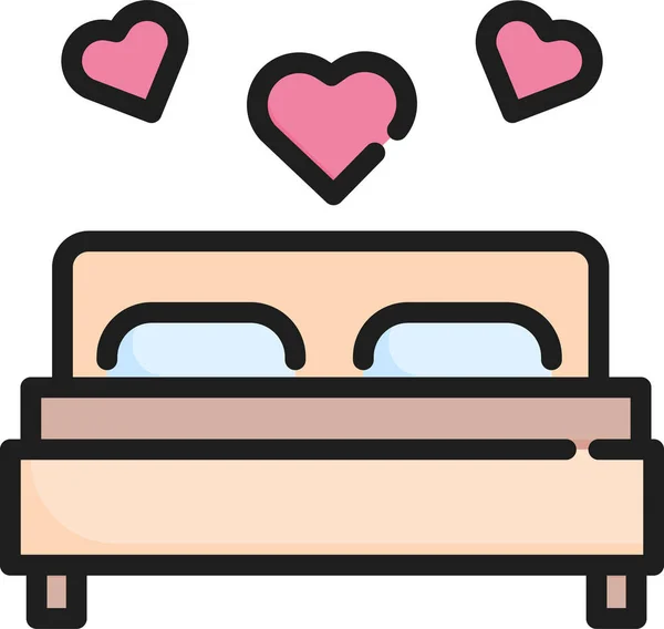 Bed Bedroom Cozy Icon Love Romance Category — Vettoriale Stock