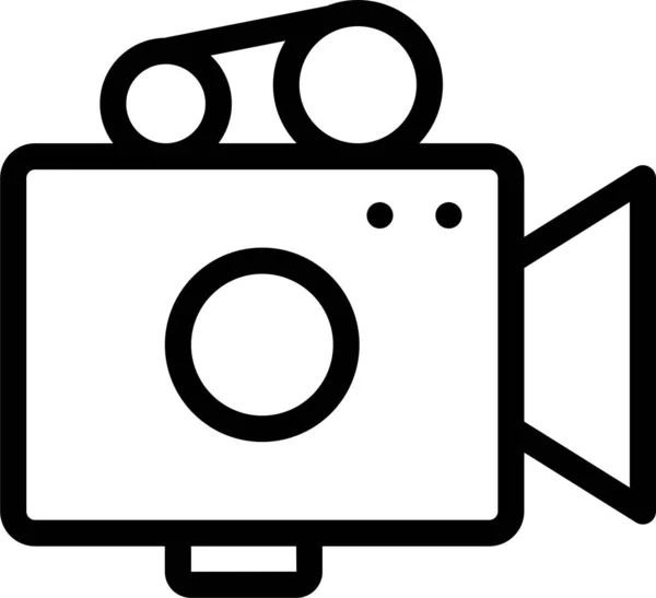 Caméra Cenima Icône Film Dans Style Contour — Image vectorielle