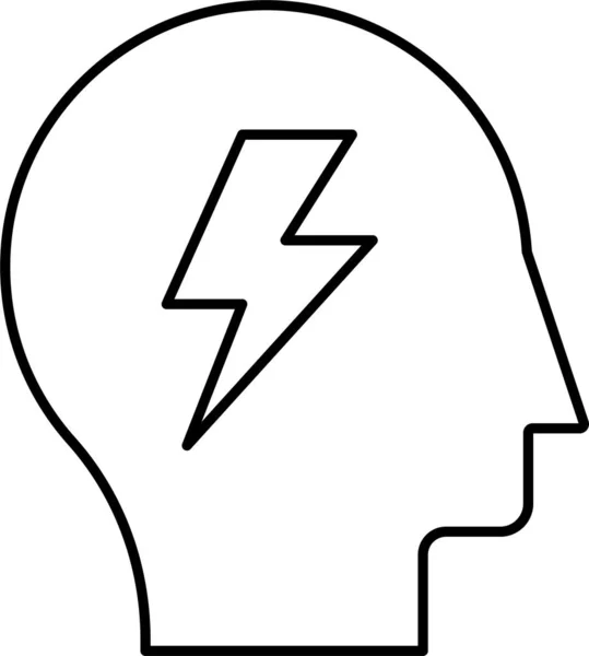 Flash Head Mind Icon Outline Style — Vettoriale Stock