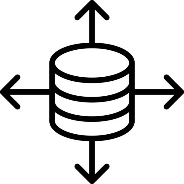 Database Datacenter Server Icoon Grote Lijnen — Stockvector