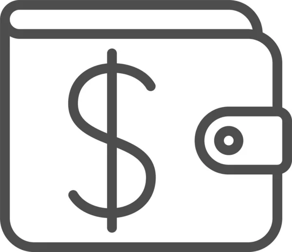 Dollar Wallet Outline Icon Outline Style — Vettoriale Stock