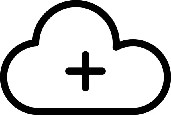 Añadir Cloud Cloud Cloud Computing Icono Estilo Esquema — Archivo Imágenes Vectoriales