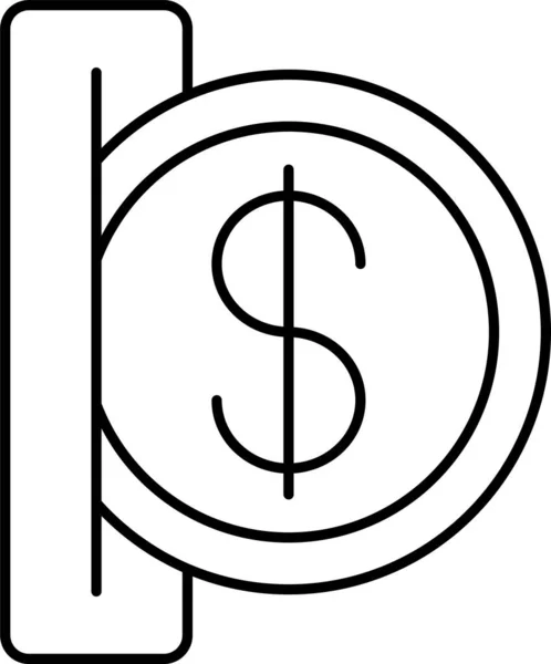 Valuta Dollar Geld Pictogram Omtrek Stijl — Stockvector