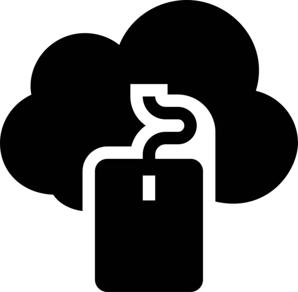 Klik Cloud Computer Icoon Solide Stijl — Stockvector