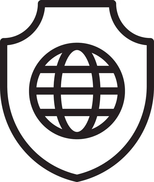 Global Globe Protection Icon Outline Style —  Vetores de Stock