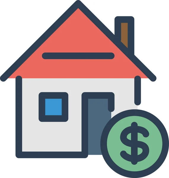 Building Dollar Home Loan Icon Filled Outline Style — Stock vektor